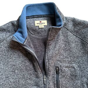 Woolrich Men's Sweater Size Large Grey 1/4 Zip Gorpcore Cabincore Pocket